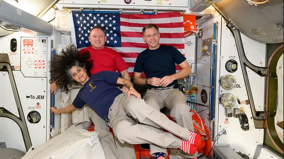 Maria Wilmore NASA’s stuck astronauts welcome their newly arrived replacements to the ...