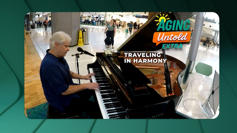 Live music fills the Portland International Airport terminal in Oregon.