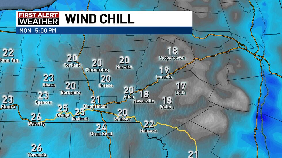 Very Chilly Snow, wind, and cold conditions to begin the workweek