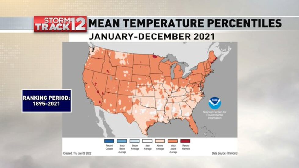 The majority of the nation observed temperatures much above average.