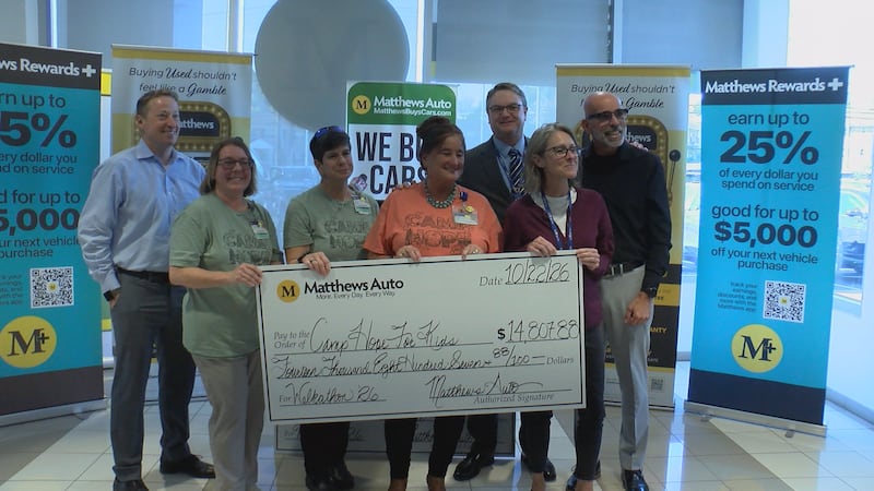 Matthews Auto Walk-a-Thon check presentation, 2026.