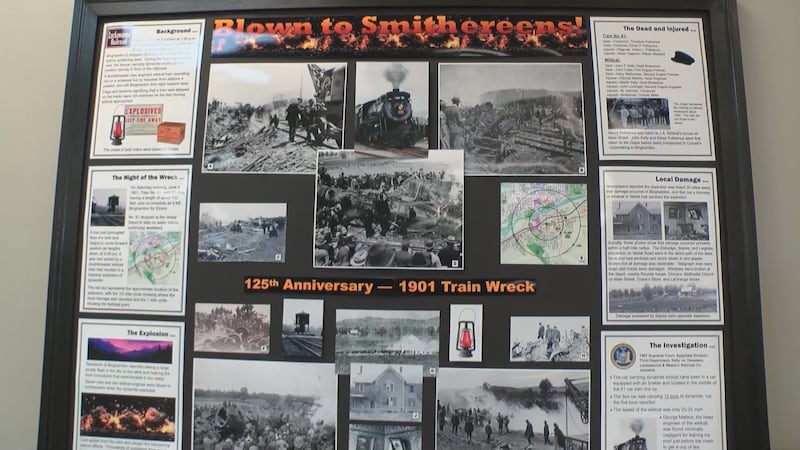 Exhibit of the 125th anniversary of the Vestal train explosion in 1901, in the Vestal Public...